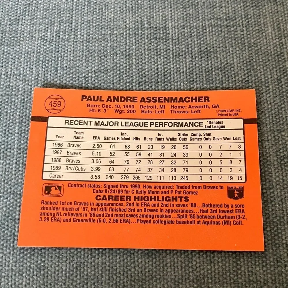 1990 Donruss Chicago Cubs Baseball Card Trading Card